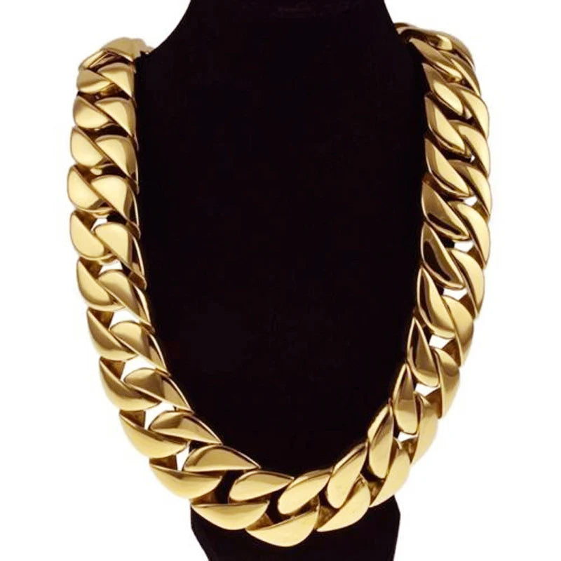 24mm/32mm Big Heavy Gold Silver Color 316L Stainless Steel Cuban Miami Link Chains Necklaces for Men Hip Hop Rock Jewelry Gift