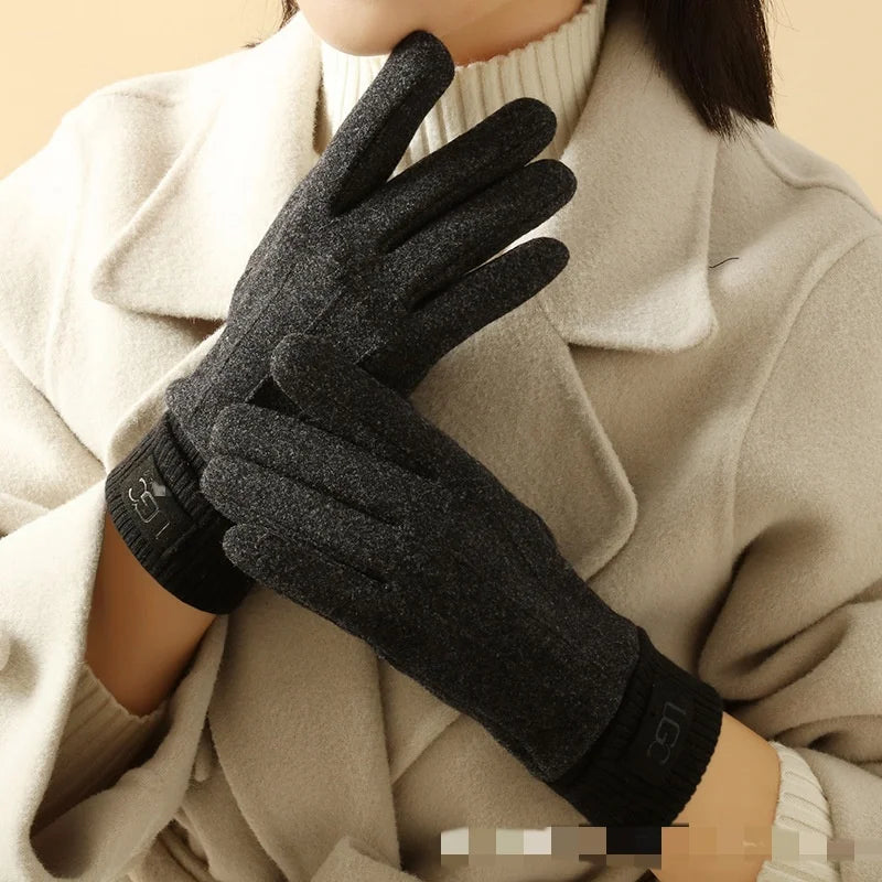 Winter Cashmere Gloves for Women Warm Touch Screen Gloves Cold Protection Full Finger Mittens Outdoor Cycling Thick Woolen Glove