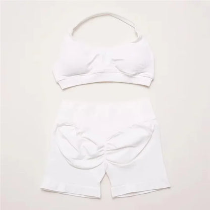 2Pcs Impacts Gym Set Tank Tops High Waist Scrunch Seamless Shorts Gym Suit Fitness Clothes Activewear Workout