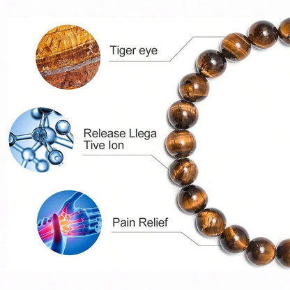 3-fach gewickeltes 8mm Natur Tigerauge Lava-Stein Schutz-Armband HANDGEMACHT Herren Geschenk