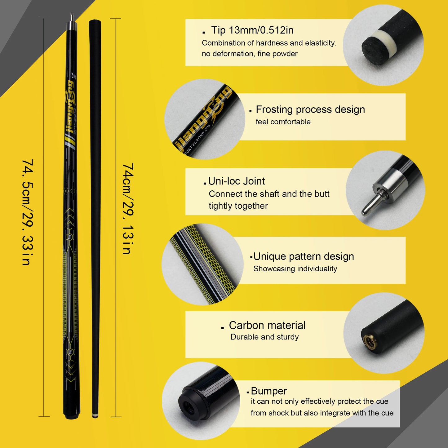 Carbon Fiber Professional Jump/Break Pool Cue, 13mm Tip stability putter shaft, Tournament-Level Precision Billiard Cue