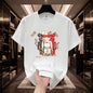 2025 Trendy Brand Summer Society Guy Cartoon Bear Half-sleeved Men's and Women's Silk Cotton Short-sleeved T-shirt Trendy Top
