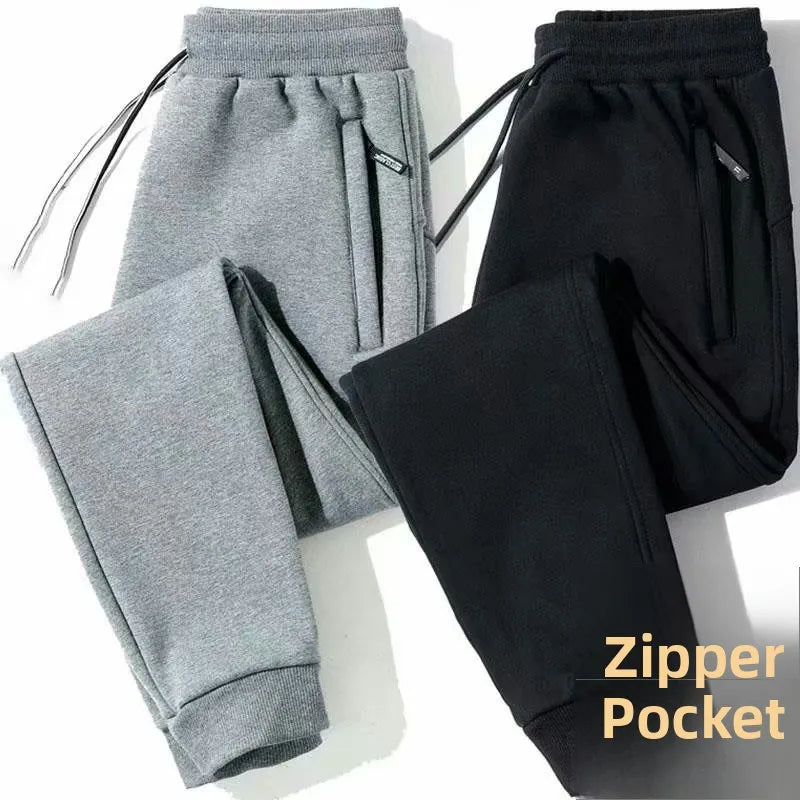 Trendige Herren-Cargo-Hose mit Fleecefutter, lässig, warm, gerades Bein, Neuntel-Trainingshose, Frühling, Herbst, Winter, bequem, Sport