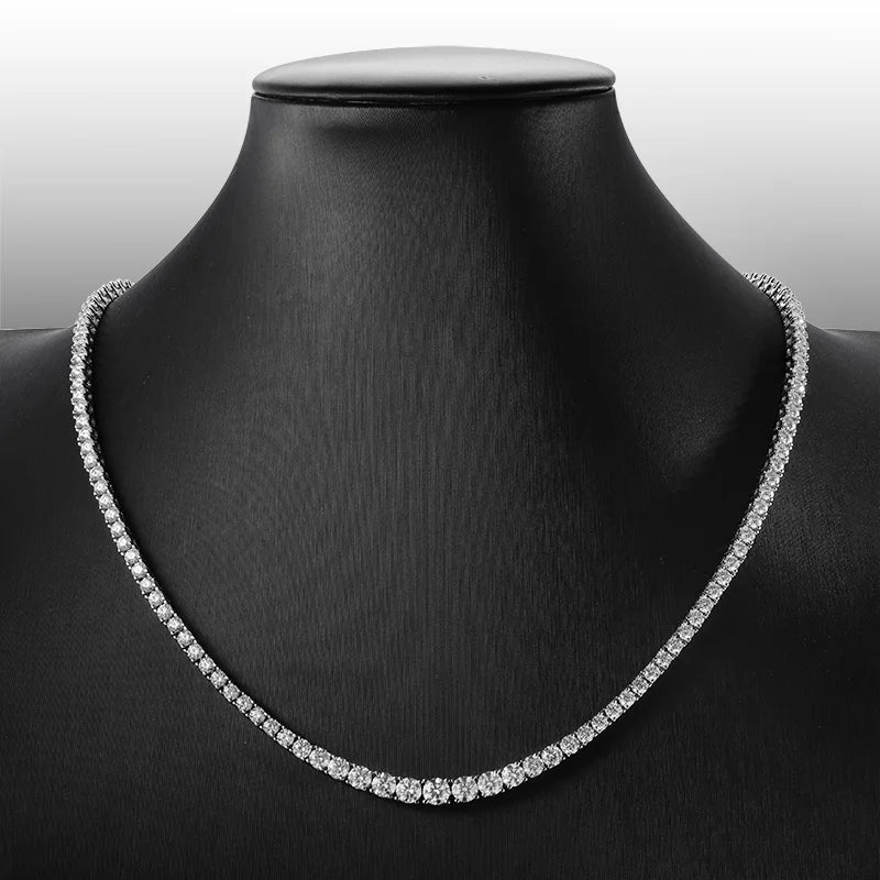 KNOBSPIN D Color Moissanit Tennis Halskette 925 Sterling Silber vergoldet 18k Gold Halskette für Damen Herren Hiphop Party Schmuck