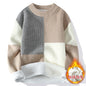 Neue Winter Herren Fleece Warme Strickpullover Mann O-Ausschnitt Gestreifte Freizeitpullover Gute Qualität Männliche Pullover Winterkleidung 4XL