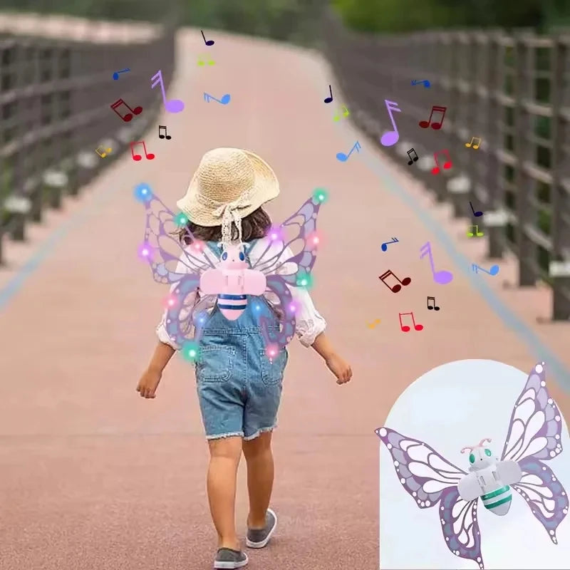 Elektrische Schmetterlingsflügel, bewegliche Elfenflügel mit Licht, Feenflügel für Kindergeburtstag, Weihnachten, Cosplay, Anzieh-Engelsflügel für Mädchen, Spielzeug