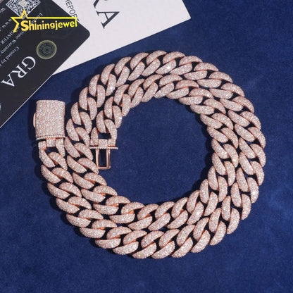 ON SALE 14mm Mosaic Setting Cuban Link Chain Moissanite Cuban Bracelet Necklace Custom Hip Hop Diamond Cuban Links