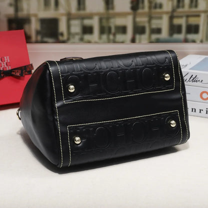 Carolina Herrera Mini Pillow Bag Genuine Leather Shoulder Crossbody Tote Boston Bag for Women