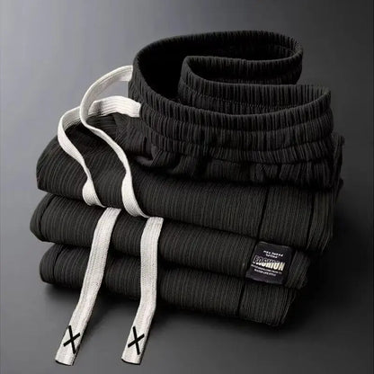 Men's Summer Casual Pants Ice Silk Loose Thin Straight Leg Sport Long Cool Feeling Breathable Comfortable Polyester Fiber
