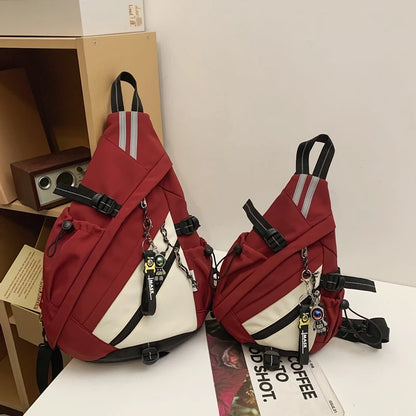 Trendige multifunktionale doppelte Schulter-Rucksack Sportbogen-Fahrrad-Herren-Umhängetasche Funktionelle Arbeitskleidung Brusttasche