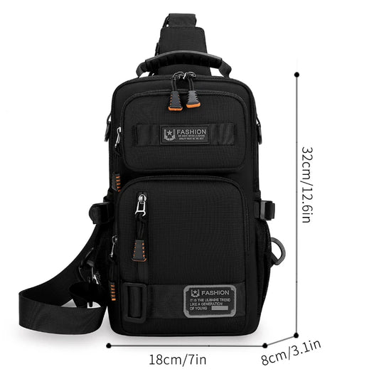 Neutral functional fashionable crossbody bag - chest bag, single shoulder, adjustable shoulder strap, perfect for travel and dai - Teglex