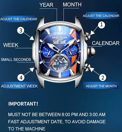 Reef Tiger 47mm Tonneau Automatic Watch – Multi-Dial