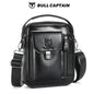 BULLCAPTAIN Herren Umhängetasche aus echtem Leder, lässige Alltagstasche, Schultertasche für Arbeit oder Reisen, Umhängetasche, sichere Reisetasche