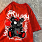 Explodierende schwarze Puppenbär-Männer-Frauen-T-Shirts Hochwertige Baumwolltops Sommer Locker T-Shirts Einfachheit Atmungsaktive Streetwear