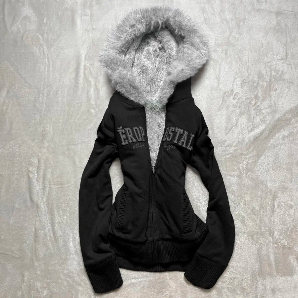 Fur Collar Zipper Hoodie Kawaii Tops Jacket Slim