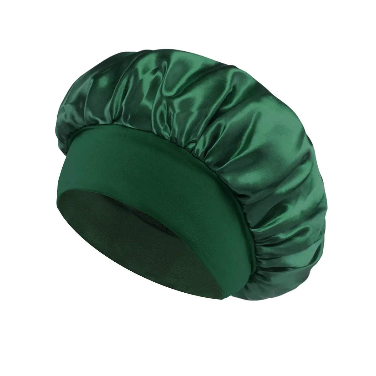 Damen Satin Haube Schlafhaube Haarpflege Seidenhaube Einfarbige breitkrempige Schlafhaube mit elastischem weichen Band