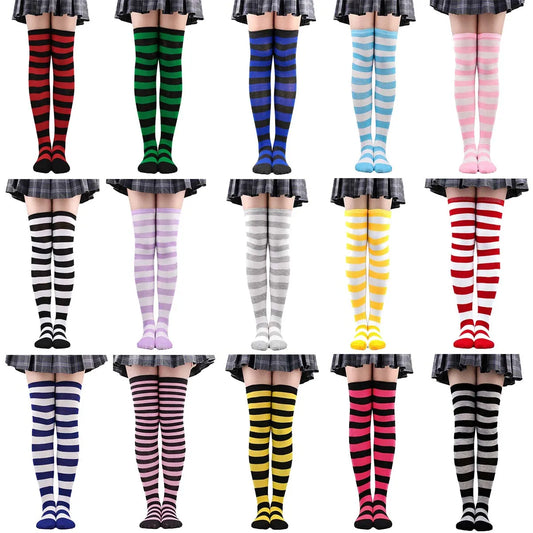 Striped Knee High Socks Thigh Socks Girls Women