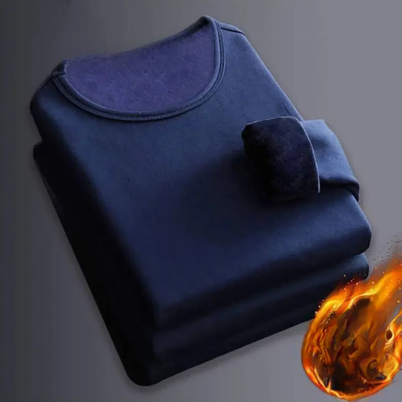 Winter Men's Long-sleeved Thermal Underwear Plus Velvet Padded T-shirt Round Neck Slim Bottoming Shirt Mens Underwear