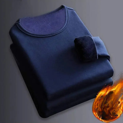 Winter Men's Long-sleeved Thermal Underwear Plus Velvet Padded T-shirt Round Neck Slim Bottoming Shirt Mens Underwear
