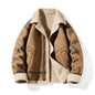 Amerikanischer Retro-Pelz-Einteiler Herren Winter verdickte und Fleece-Lederjacke Air Force Piloten Lammfell-Lederjacke