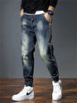 Herren Jeans Haremshose Fashion Taschen Designer Loose Fit Baggy Motorrad Jeans Herren Stretch Retro Streetwear Relaxed Tapered Jeans