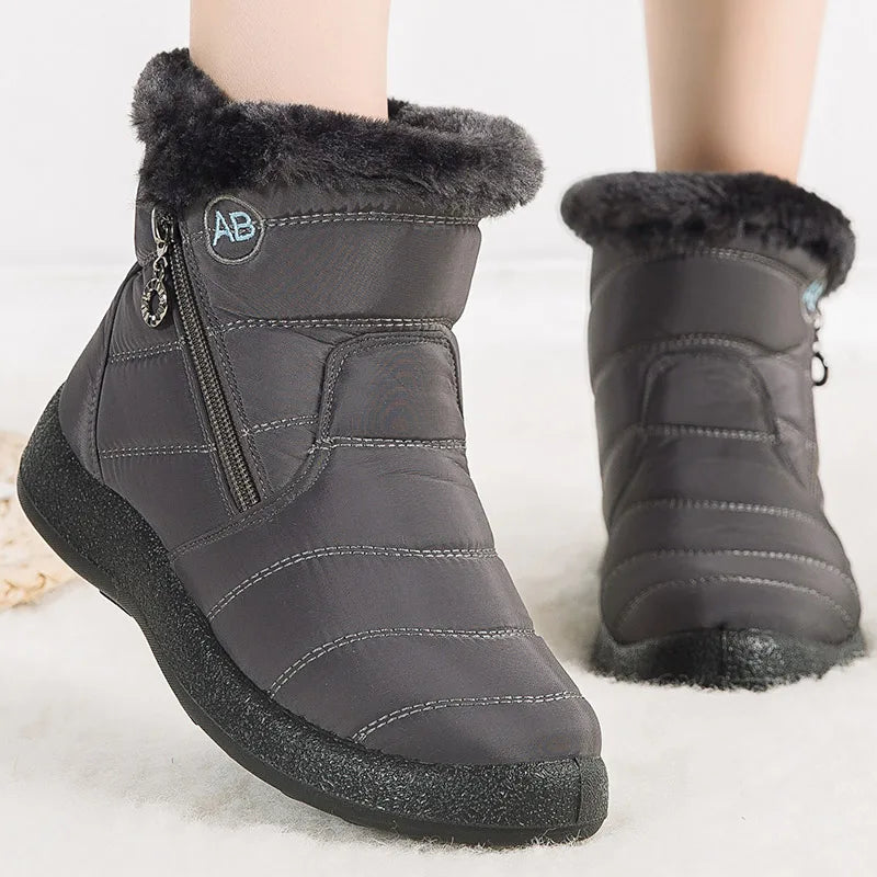 Women's Boots Women's Ankle Boots With Fur Winter Shoes Women Low Heels Winter Boots Snow Waterproof Winter Footwear