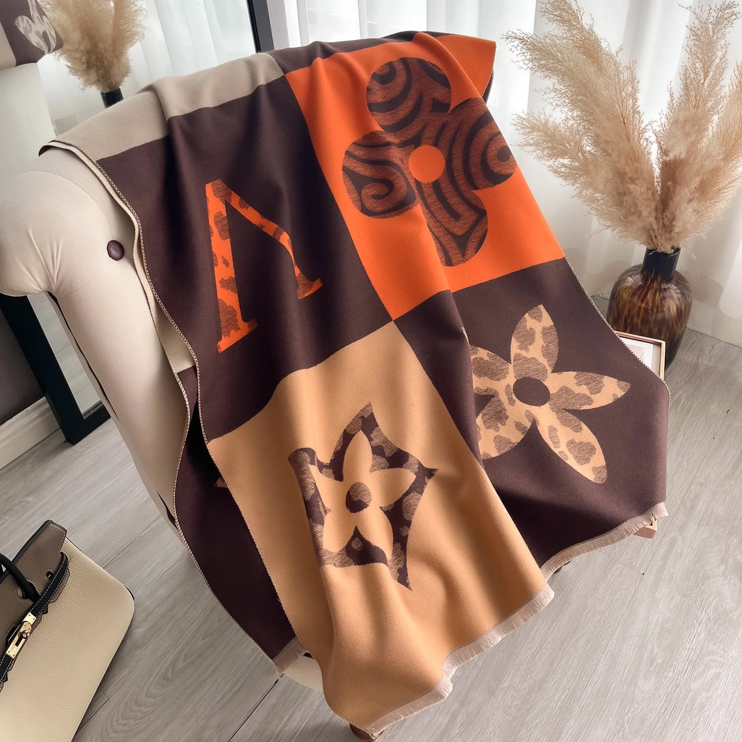 Laest Design Elegant Pashmina Shawl Imitation Cashmere Jacquard Pattern Scarves Winter Collocation Thickened Warm Scarf Shawl