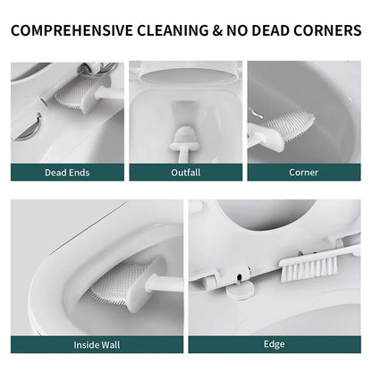 Wall Hanging Silicone Toilet Brush with Holder