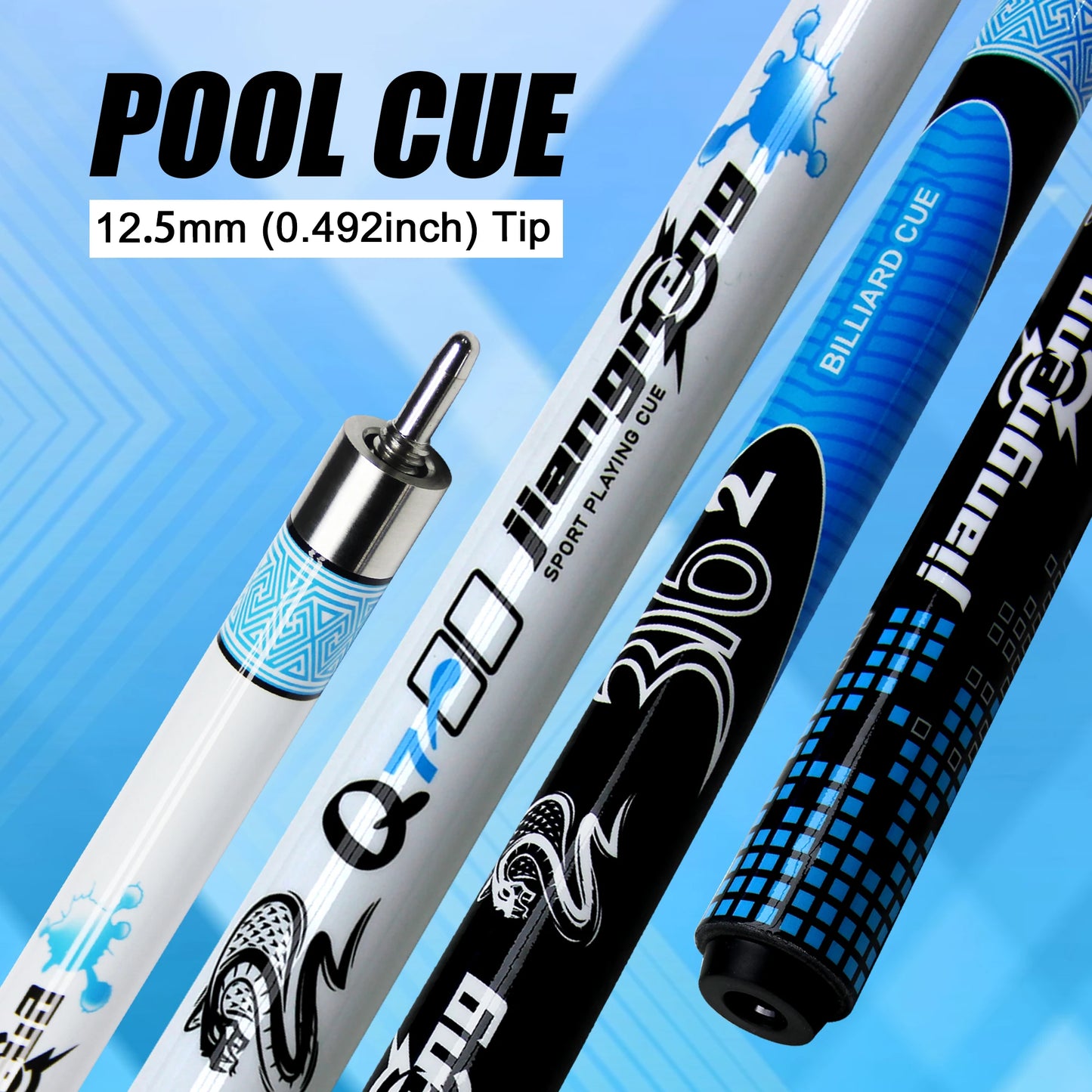 Viper 12.5mm Billiards Cue Bag Set Professional Carbon Fiber American Pool Cue Stick Smooth Shaft for Home and Bar Pool Games