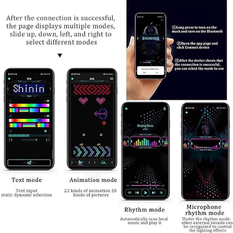 LED Cap – APP Control DIY Light Up Text Music Hat