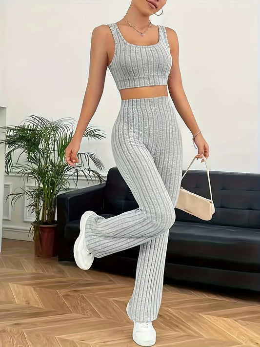 Sporty Sports Bra & Long Pants Pajama Set