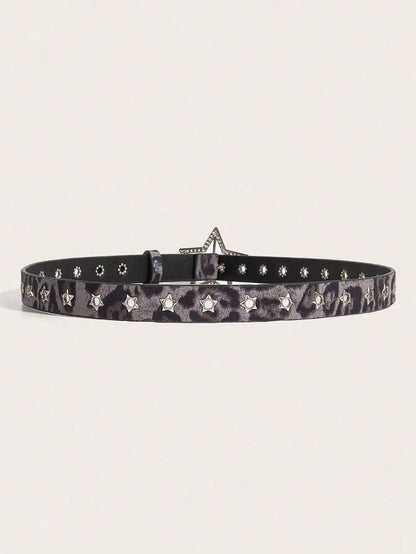 1pc Women's Y2K Star Studded Metal Hollow Star Belt, Suitable For Casual Daily Wear