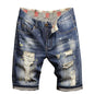 Herren Blaue Denim Shorts Mode Casual Jeans Kurze Hosen mit Taschen zerrissen und Kratzer Dekoration Asiatische Größe 28-40 42 44 46 48