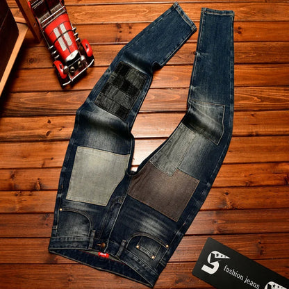 Men's Vintage Patchwork Jeans – Slim Street Style