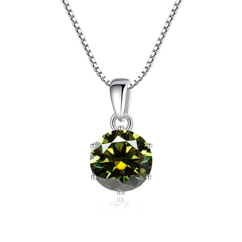 JoyceJelly 1 CT Real Moissanite Pendant Necklace For Women Royal Blue Color Moissanite 925 Sterling Silver Wedding Fine Jewelry