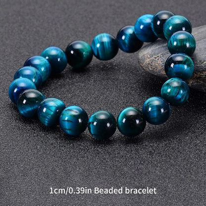 1 Stück 6/8/10mm Minimalistisches blaues Tigerauge-Steinperlenarmband Naturstein runde Perlenarmband zur täglichen Dekoration