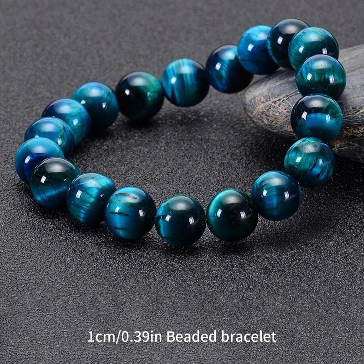1 Stück 6/8/10mm Minimalistisches blaues Tigerauge-Steinperlenarmband Naturstein runde Perlenarmband zur täglichen Dekoration