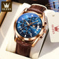 OLEVS Quartz Watch for Men Original Leather Strap Date