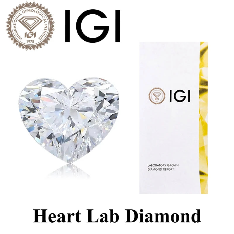IGI Lab Diamond 1-5CT DEF VS-VVS Pear Heart Emerald Radiant Cushion IGI GIA Certificate White Grown Stone