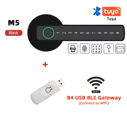 RAYKUBE M5 Tuya BLE Smart Fingerprint Türschloss Digitales elektronisches Schloss mit Passwort/Schlüssel/IC-Karte/Smartlife/Tuya APP Entsperrung