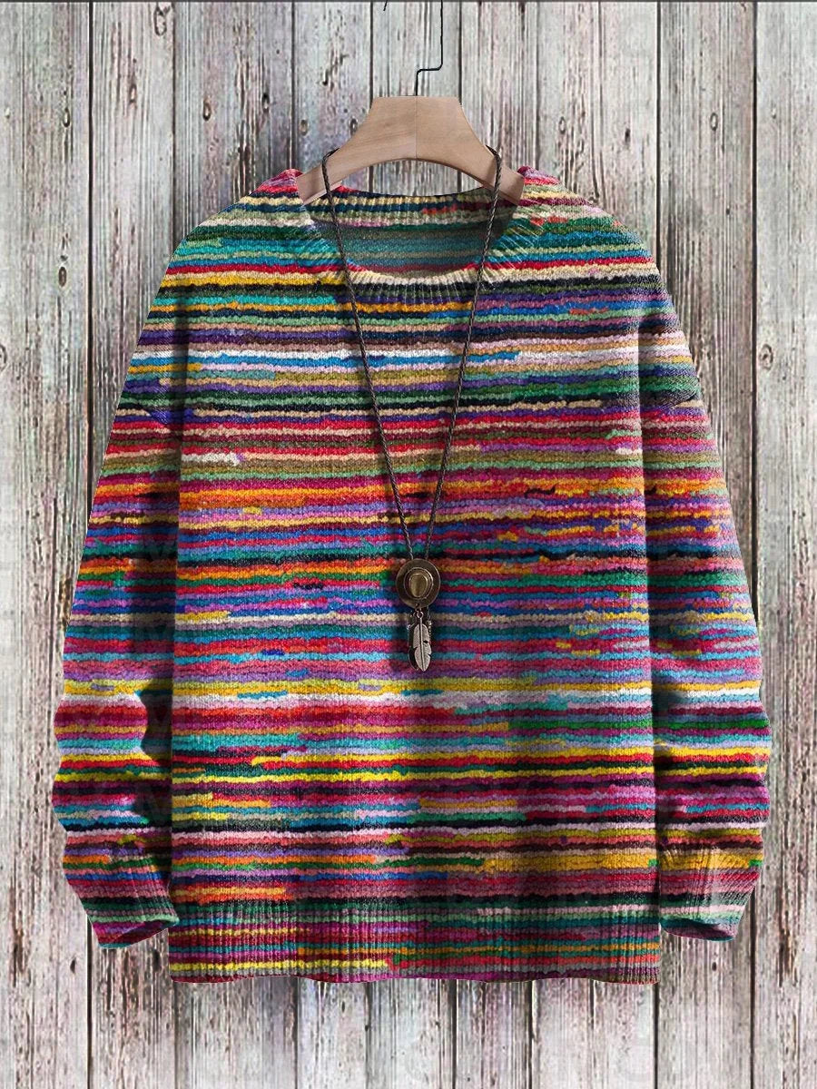 Vintage-Strickpullover mit Musterdruck für Damen und Herren