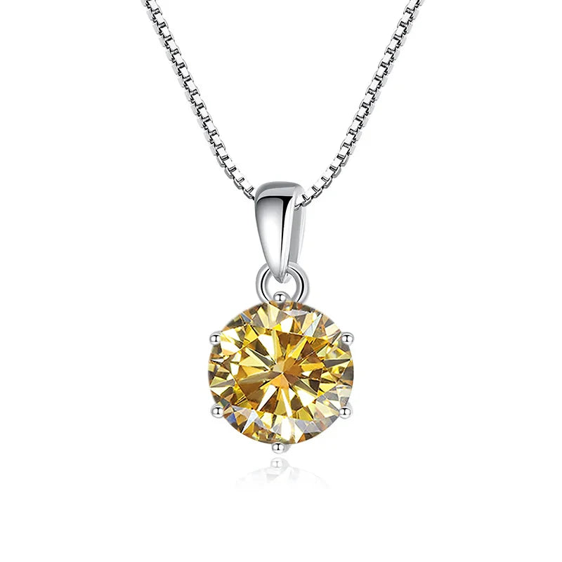 JoyceJelly 1 CT Real Moissanite Pendant Necklace For Women Royal Blue Color Moissanite 925 Sterling Silver Wedding Fine Jewelry