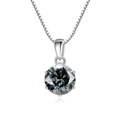JoyceJelly 1 CT Real Moissanite Pendant Necklace For Women Royal Blue Color Moissanite 925 Sterling Silver Wedding Fine Jewelry