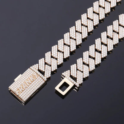 Provence Hip Hop Necklace for Men Moissanite 10K Gold Rapper Choker Necklace for Women 15mm Miami Rock Cuban Link Chain