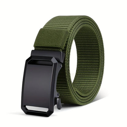 Green belt with a black buckle on a white background
