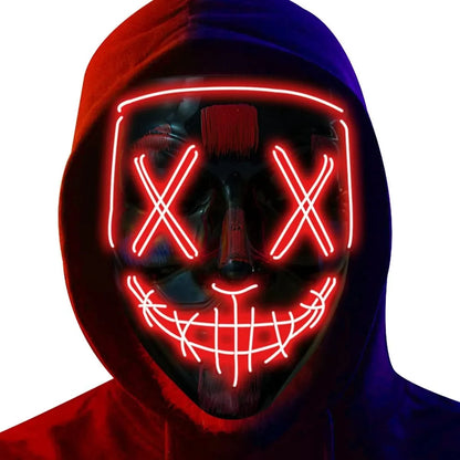 LED Light Up Halloween Mask Scary Cosplay Mask Festival Masquerade Carnival Party Costume Gift