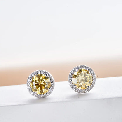 925 Sterling Silver 1 Carat Moissanite Round Earrings Engagement Wedding Daily Work Party Travel Luxurious Gift For Women