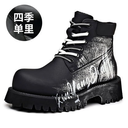 Men's High-Top Graffiti Tooling Boots | Thick Sole