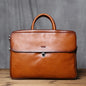 Echtes Leder Herren Aktentasche Vintage Natur Rindsleder Handtasche Große Kapazität Umhängetasche Lässige Mode Computertasche