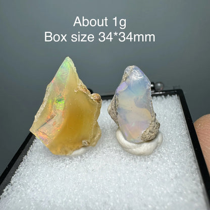 Ethiopia Opal Gem Mineral Specimen – 34x34mm Box